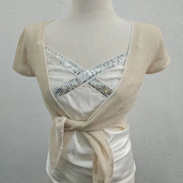 [BUNJANG] Mini Cardigan Beige/Gold Mix / 미니 가디건 여 44/55 J6468