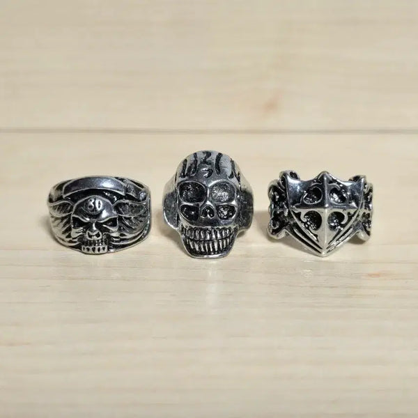 [BUNJANG] Skull Ring 3-Piece Set / 해골 반지 3개 세트