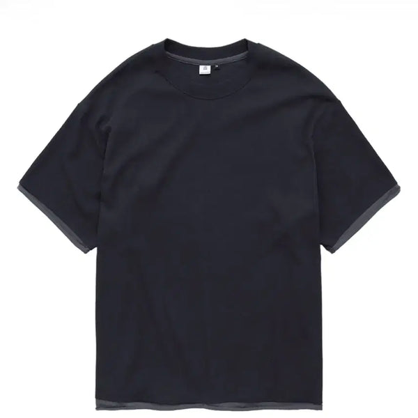 [BUNJANG] Politeur Ribbed Layered Crop Tee Charcoal / 폴리테루 리브드 레이어드 크롭 티 차콜