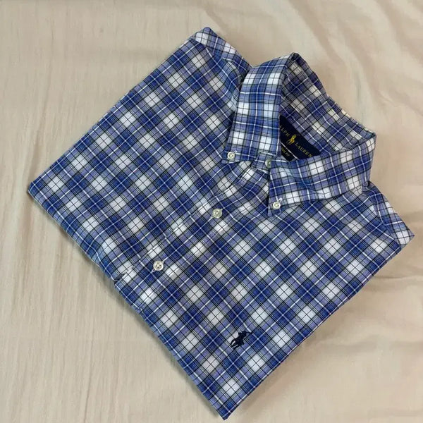 [BUNJANG] Polo Ralph Lauren Classic Fit Check Short Sleeve Shirt / L) 폴로 랄프로렌 신형탭 클래식핏 체크 반팔 셔츠