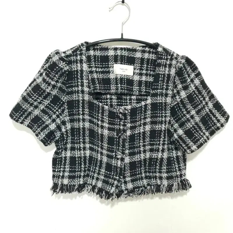 [BUNJANG] Short Sleeve Cropped Tweed Jacket / 반소매 크롭 트위드 자켓 F_S2643