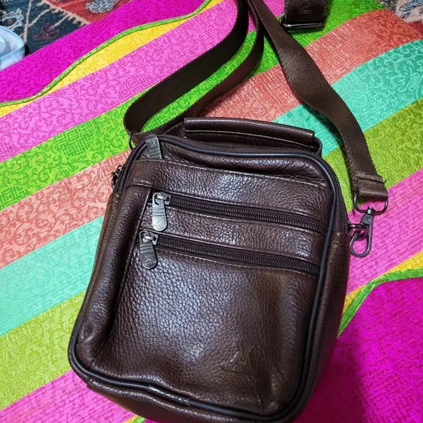 [BUNJANG] Brown Leather Crossbody Bag / [브랜드명 미상] 브라운 가죽 크로스백