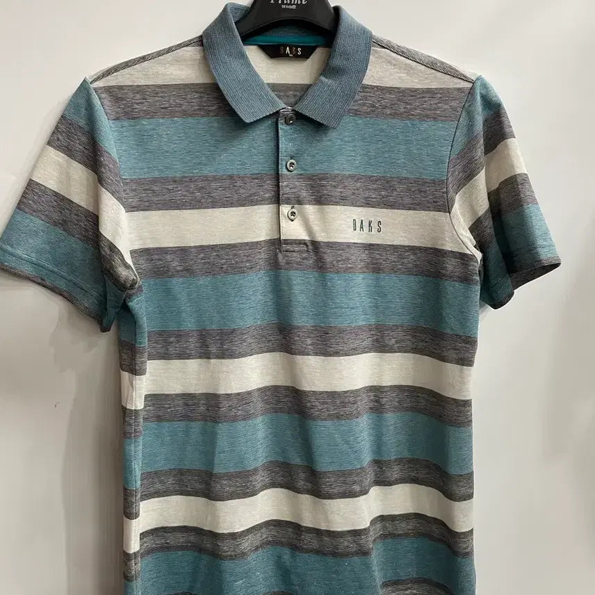 [BUNJANG] DAKS Golf Linen Blend Striped Short-Sleeve Polo Shirt / [95] 닥스 DAKS 골프 린넨 혼방 스트라이프 카라 반팔 티셔츠 3.5