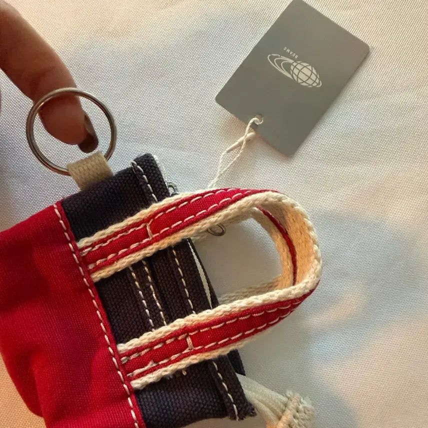 [BUNJANG] BEAMS x L.L.Bean Canvas Tote Bag Keychain (Navy/Red) / 빔스 x 엘엘빈 캔버스 토트백 키링 (네이비 레드 )