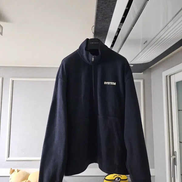 [BUNJANG] System Homme Terry Logo Oversized Half Zip-Up Top T-Shirt Size 105 / [거의 새것] 시스템옴므 테리 로고 오버핏 하프 집업 탑 티셔츠 105