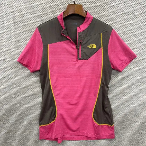[BUNJANG] The North Face Half-Zip Short Sleeve T-Shirt Size 90 / 노스페이스 등산 반집업 반팔티 90 H00658