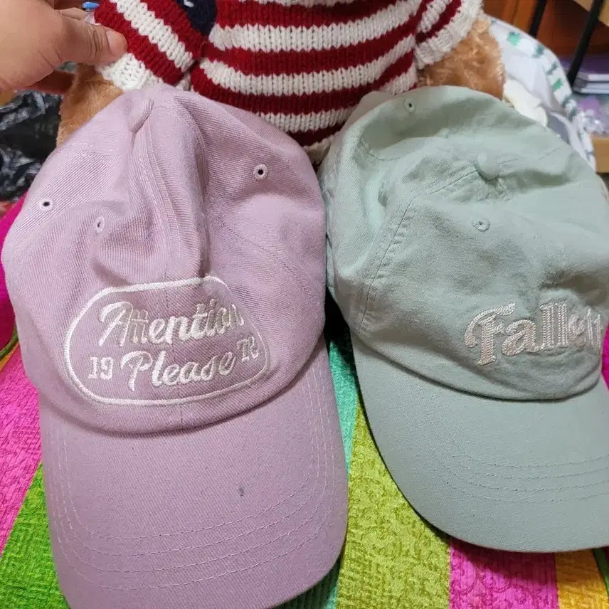 [BUNJANG] Two-Tone Embroidered Baseball Caps (Lavender & Mint) / 볼캡 라벤더 / 민트