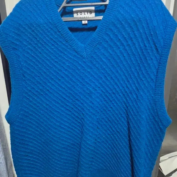 [BUNJANG] Solid Homme Knit Vest Blue / 솔리드 옴므 니트 조끼 블루