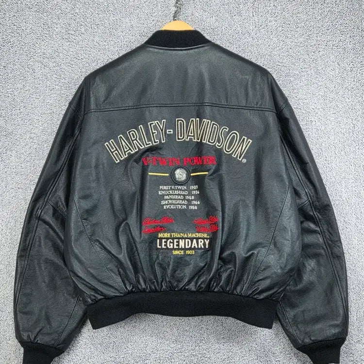 [BUNJANG] Harley Davidson V-Twin Leather Varsity Jacket / 할리데이비슨 V-TWIN 바시티 가죽 자켓 ( L ) / 13162