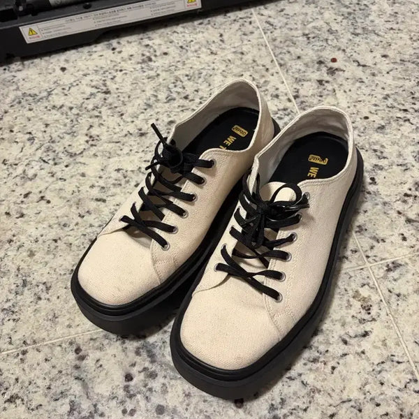 [BUNJANG] Wither Road Liquid Square Toe Sneakers Ivory / 위더로드 리퀴드 스퀘어토 스니커즈 아이보리 260