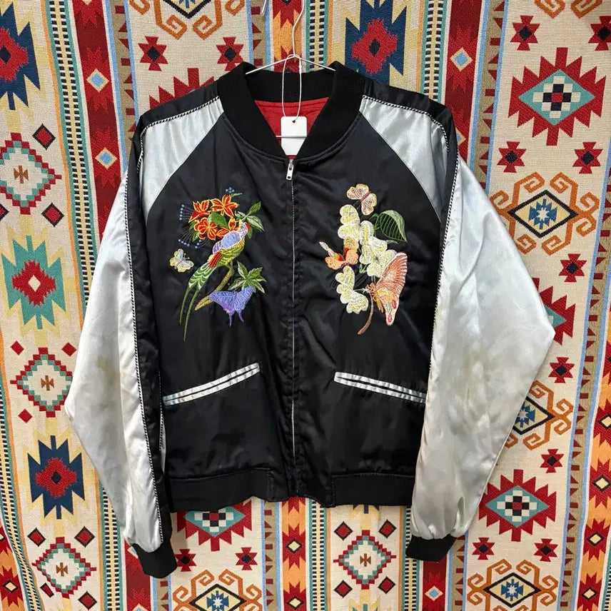 [BUNJANG] Japanese Original Vintage Embroidered Sukajan Bomber Jacket L / 일본 오리지널 빈티지 자수 봄버 스카잔 자켓 L