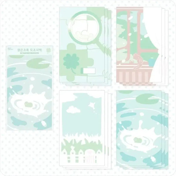 [BUNJANG] Melo Dream Clear Green Washed Paper Photocard 4-Piece Set / 멜로드림 맑은초록 모조지띵