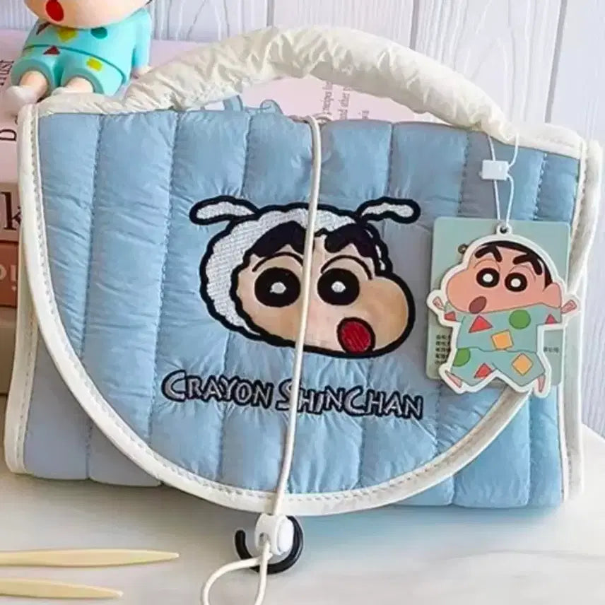 [BUNJANG] Crayon Shin-chan Chocobi 3-Tier Quilted Pouch with Hook / 수입 크레용신짱 짱구 멀티 3단 누빔 파우치 걸이 여행용 흰둥이 짱구
