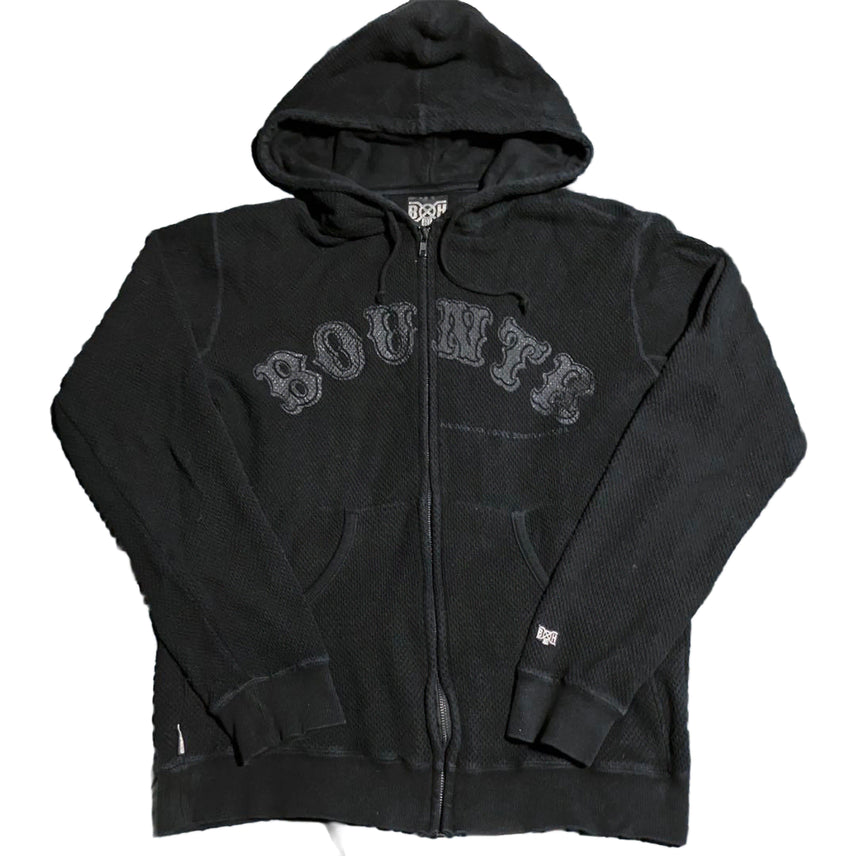 [BUNJANG] Bounty Hunter 90s Original Arch Logo Applique Full Zip Waffle Hoodie / 90s 바운티 헌터 오리지널 아치 로고 아플리케 풀집 와플 후드 집업