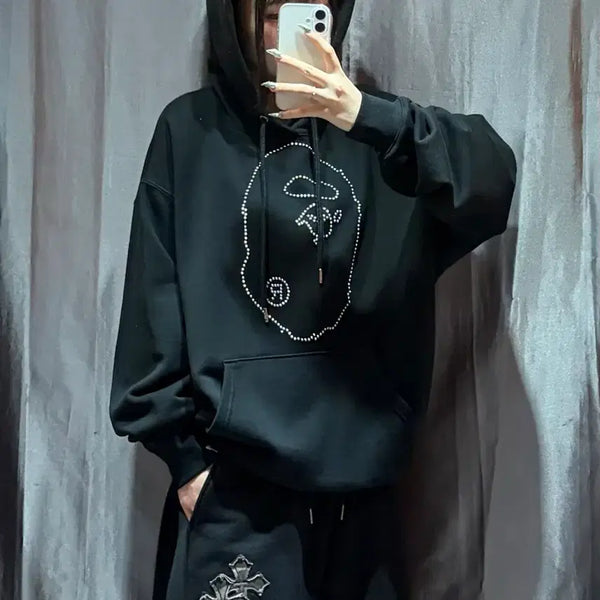 [BUNJANG] BAPE Big Shark Studded Hoodie Black / M 베이프 빅샤루 스터드 블랙 후드티