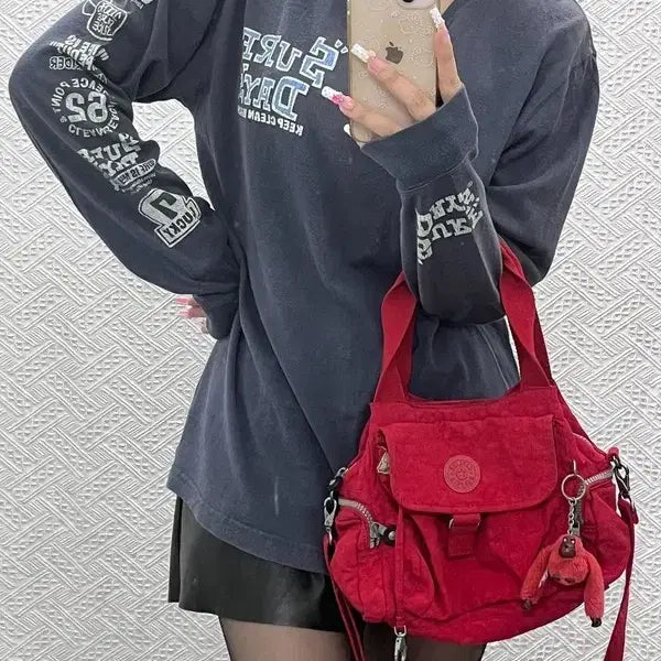 [BUNJANG] Kipling Y2K Retro Kitsch Mini Boston Crossbody Bag / 키플링 Y2K 레트로 키치 키링 미니 보스턴 크로스백 C13571
