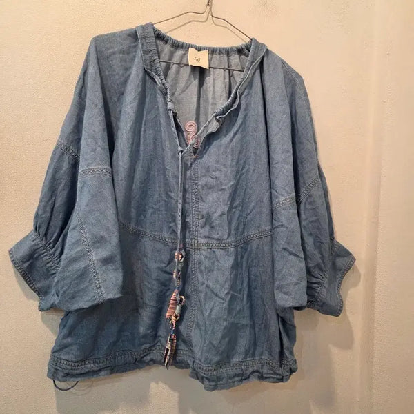 [BUNJANG] O' 2nd Denim Hansem Blouse Blue / O' 2nd데님  한섬  블라우스 블루 가61