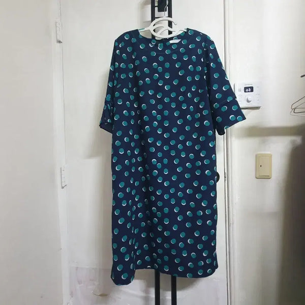 [BUNJANG] Crocodile Lady Navy Short-Sleeve Long Dress / 크로커다일레이디 반팔원피스 여성88 네이비
