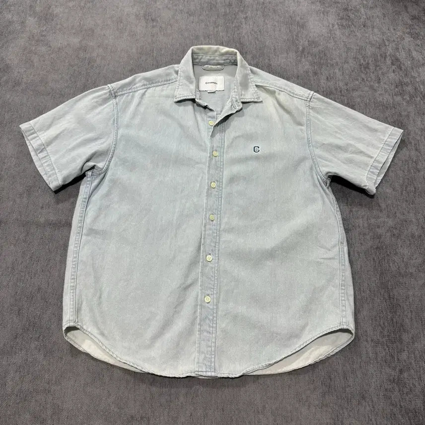 [BUNJANG] Covernat Denim Short Sleeve Shirt / S 커버낫 데님 반팔 셔츠