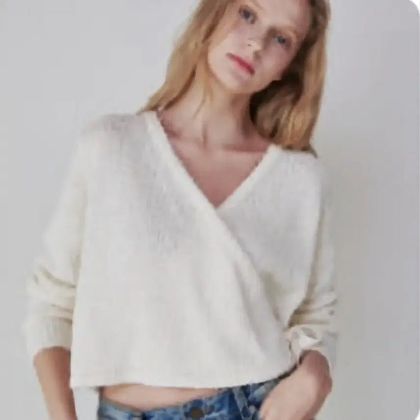 [BUNJANG] Ronron Ribbon Boucle Ivory Knit One Size New / 론론 리본 부클 아이보리 니트 프리사이즈 텍달린 새제품