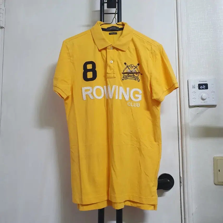 [BUNJANG] Hazzys Men's Slim Fit Short Sleeve Polo Shirt XL (105) Yellow / 헤지스 남성 반팔카라티 XL 105 슬림핏 옐로우