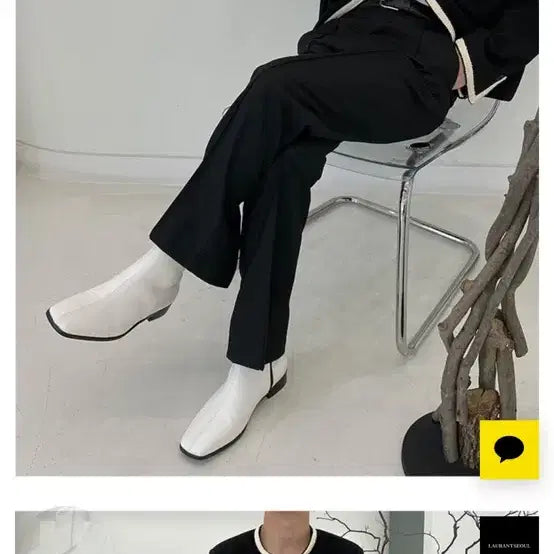 [BUNJANG] LAURANT051 White Chelsea Boots / [250] 로랑 LAURANT051 화이트 첼시부츠