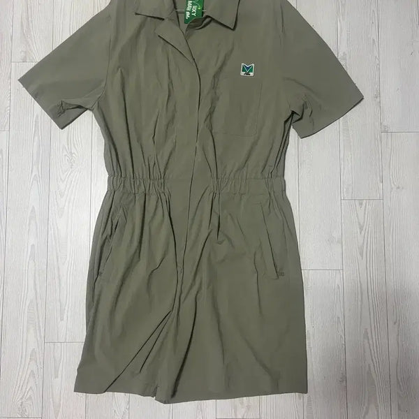 [BUNJANG] Lucky Marche Khaki Short Sleeve Jumpsuit / 럭키마르쉐 반팔 점프수트