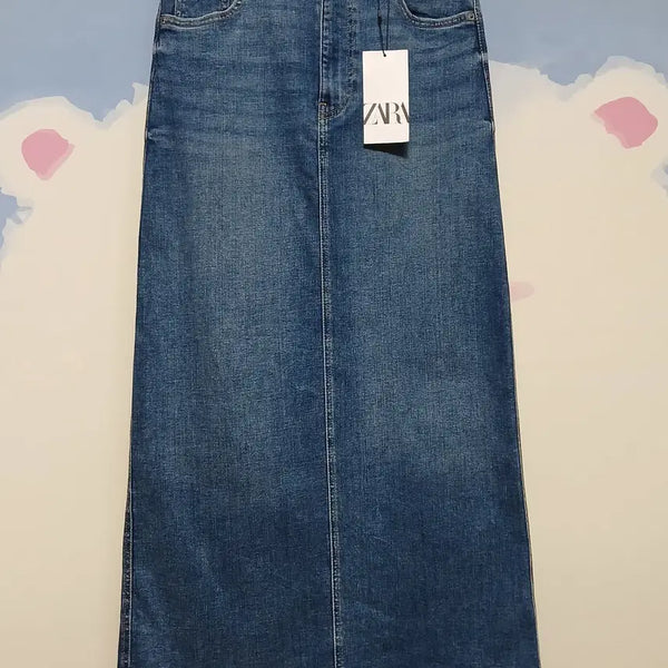 [BUNJANG] Zara Denim Pencil Skirt Long Blue / (S) 자라 데님 펜슬 스커트 롱 치마