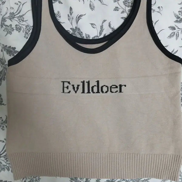 [BUNJANG] Evlldoer Logo Knit Sleeveless Vest Beige / Evlldoer 니트 민소매 베이지