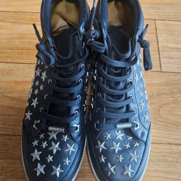 [BUNJANG] Jimmy Choo Star Studded Leather High-Top Sneakers (Size 37) / [지미추] 스타 스터드 가죽 하이탑 스니커즈 (37 사이즈)