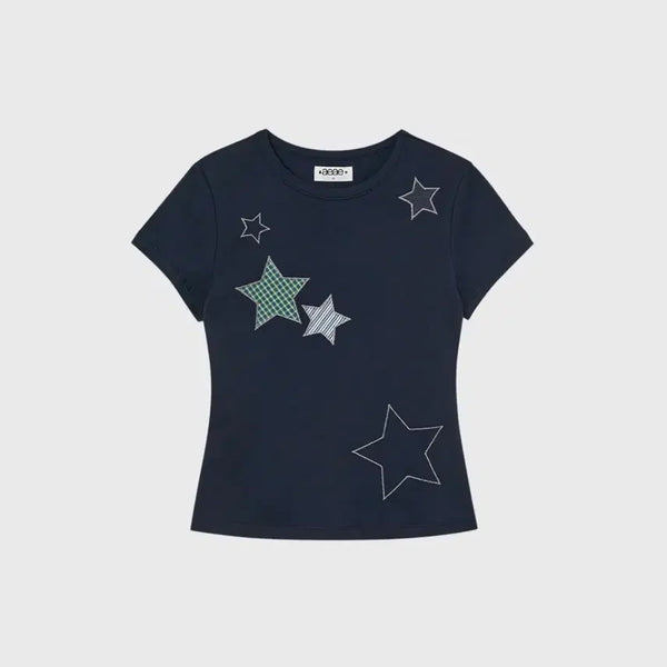 [BUNJANG] AEAE Check Star Tee Navy / 에이이에이이 aeae CHECK STAR TEE 체크 스타 티 네이비