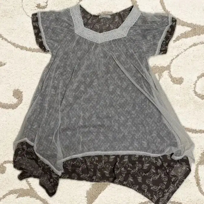 [BUNJANG] Morigirl Lace Flower Short Sleeve Top (Japanese Vintage) / 대장 모리걸 레이스 플라워 반팔<일본 빈티지 제품>