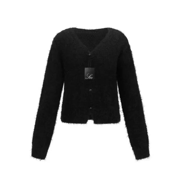 [BUNJANG] Pony Black Fur Cardigan / Pony 포니 블랙 퍼 가디건 빈티지 고스 고딕 고갸루 힙 다크웨어 짜잔씨 페미닌 펑크