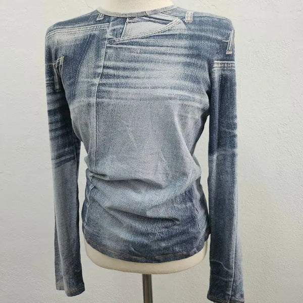 [BUNJANG] Roberto Cavalli Long Sleeve T-Shirt Blue Women's Size 55/66 / ROBERTO CAVALLI ITALY 긴팔 티 여 55/66 J6485