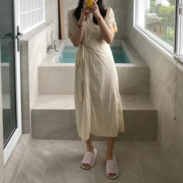 [BUNJANG] Uptownholic Side Strap Cream Mini Dress / 사이드스트랩 원피스 크림
