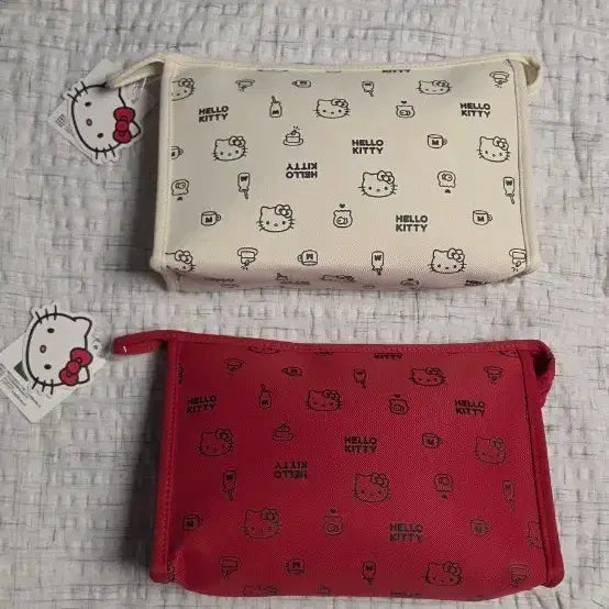 [BUNJANG] Hello Kitty Pouch Set (White/Red) / 헬로키티 파우치 2종 (화이트/레드)