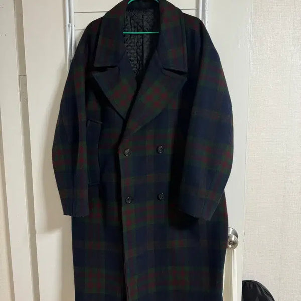 [BUNJANG] Men's Double-Breasted Check Pattern Coat / 체크 패턴 남성 코트
