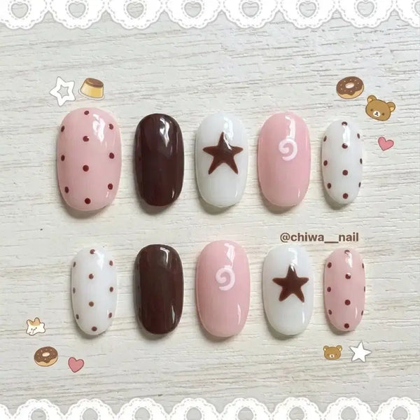 [BUNJANG] Custom Star Dot Handmade Nail Tips / 주문제작 별 도트 수제 네일팁