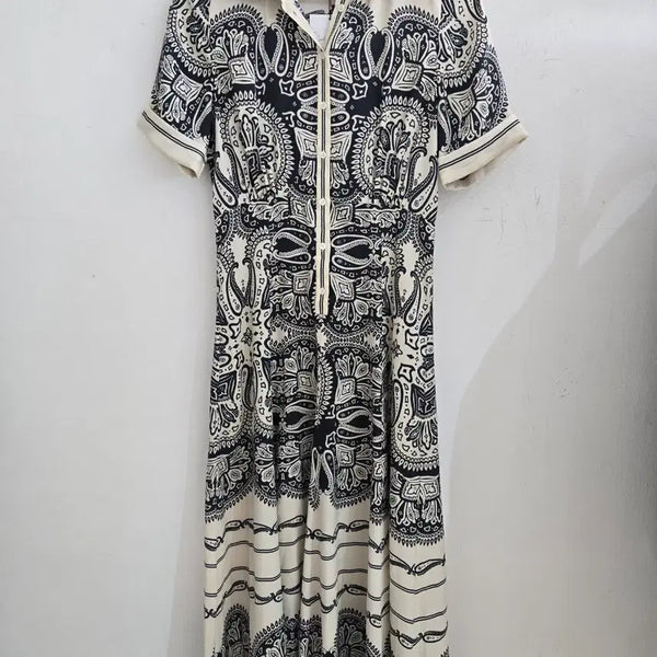 [BUNJANG] Sandro Ivory & Navy Polyester Dress / 산드로 드레스