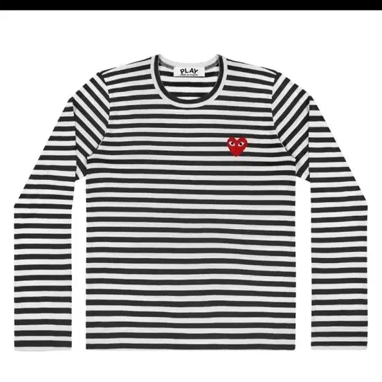 [BUNJANG] Comme des Garçons Long Sleeve Striped Heart Patch Top Women's Medium / 꼼데가르송 롱슬리브 여성m