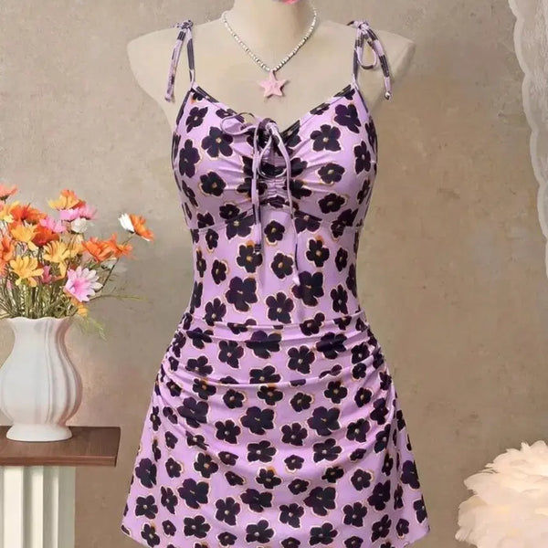 [BUNJANG] Pink Floral Shirred One-Piece Swimsuit XL (Plus Size) / 핑크색 꽃무늬 셔링 원피스 수영복 77~88 사이즈 XL  빅사이즈
