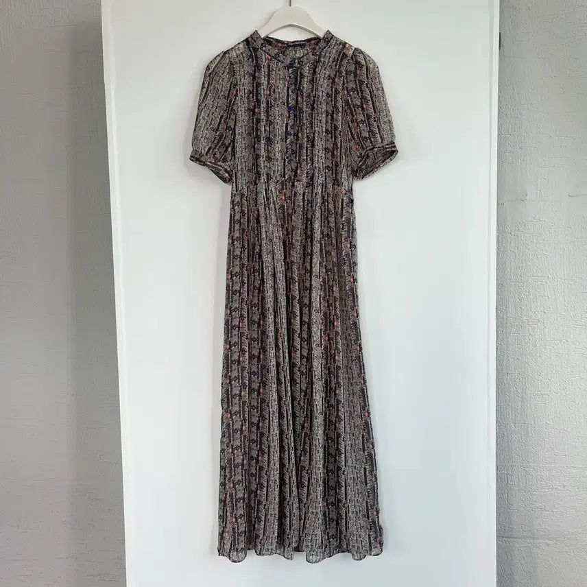 [BUNJANG] Unique Pattern Chiffon Long Dress / 유니크 패턴 쉬폰 롱 원피스