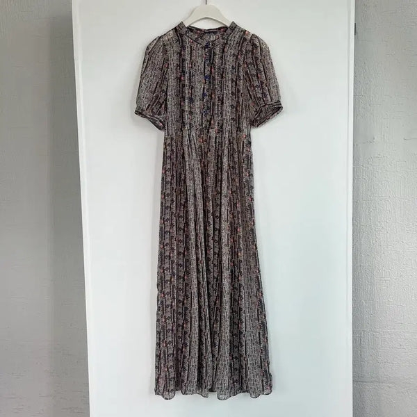 [BUNJANG] Unique Pattern Chiffon Long Dress / 유니크 패턴 쉬폰 롱 원피스