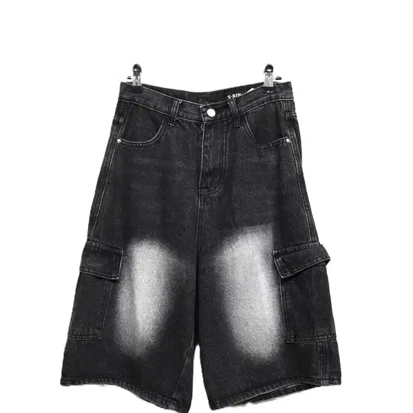 [BUNJANG] W125 Black Denim Cargo Shorts - Women's Size 27 / w125 진 흑청 건빵반바지/ 여성27 /총장56센치/사놀까
