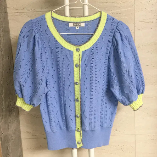 [BUNJANG] Egoist Colorblock Knit Cardigan Size 85 / 에고이스트 배색 니트 가디건 85