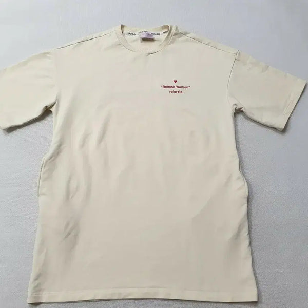 [BUNJANG] Lolalola Oversized T-Shirt Beige Free Size / 롤라롤라 박시 반팔티 베이지 프리사이즈