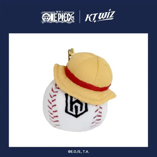 [BUNJANG] KT Wiz One Piece Straw Hat Baseball Keychain / KT 위즈 원피스 밀짚모자 야구공 키링