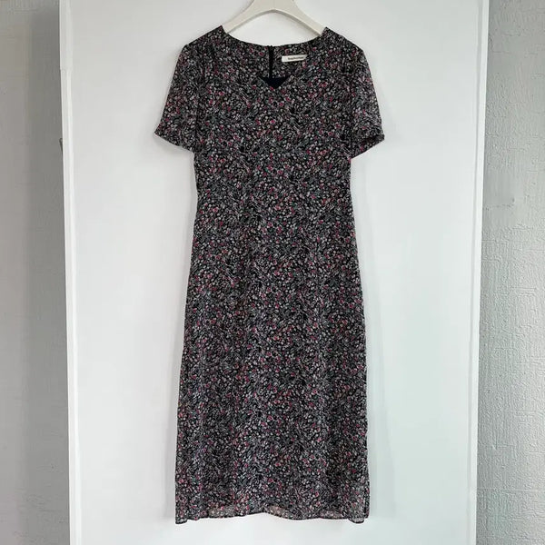 [BUNJANG] Mango Many Please Flower Chiffon Short Sleeve Long Dress / 망고매니플리즈 플라워 쉬폰 반팔 여름 롱 원피스