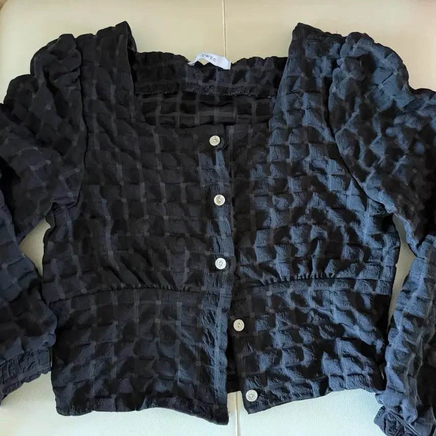 [BUNJANG] Twee Check Cropped Blouse / (1회착용)twee 체크 크롭 블라우스