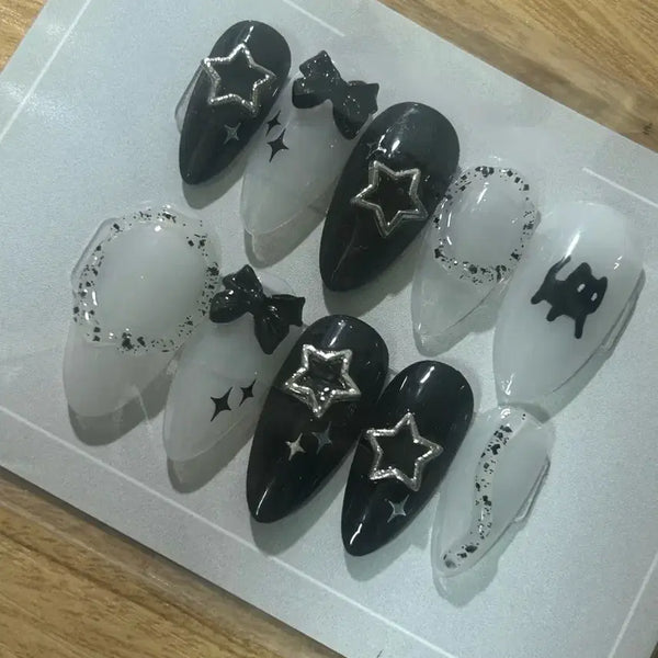 [BUNJANG] Handmade Black Cat Press-On Nails / 검은 고양이 수제 네일팁